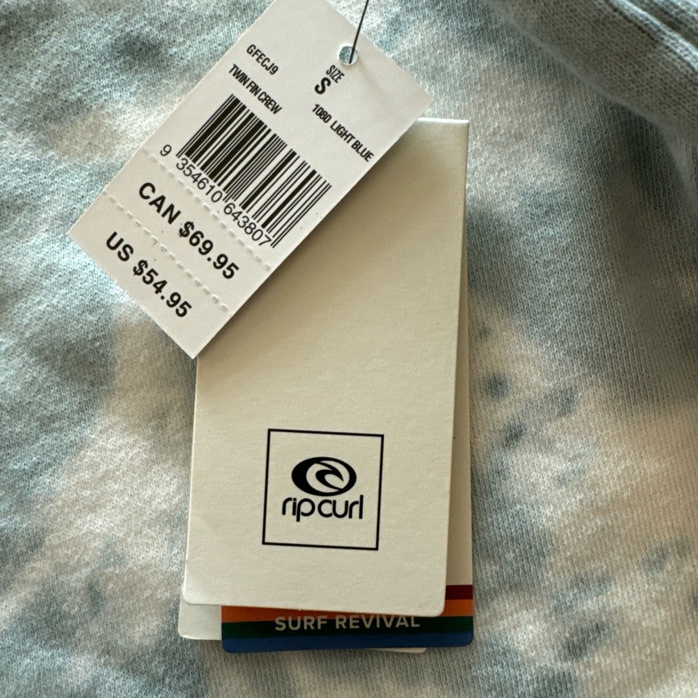 Rip Curl Twin Fin Sweatshirt With Logo and Stiched Sleeving Women Size Small - Picture 3 of 10